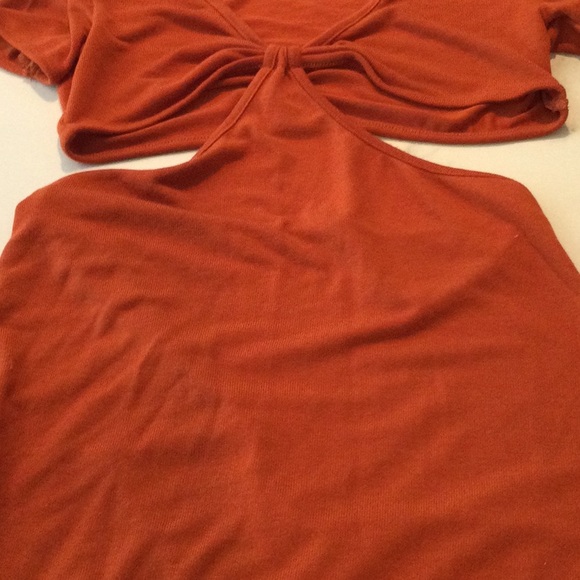 Cider orange tube deep v maxi dress, medium. - Picture 4 of 5